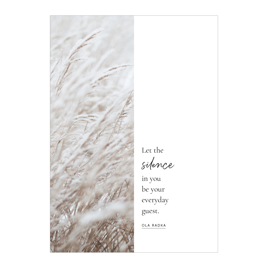 Essencio - Affirmatieposter - Let the silence be your everyday guest